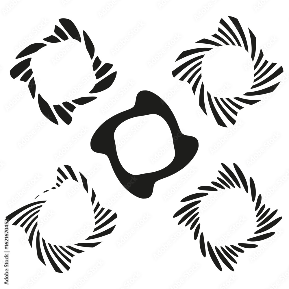 Poster abstract radial shapes. geometric line elements. unique vector forms. modern design collection.