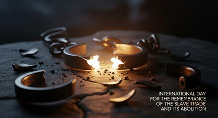 International Day for Remembrance of Slave Trade and Abolition, broken shackle symbolizing freedom