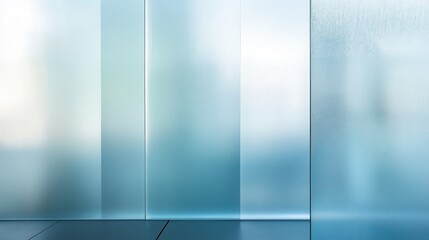 Light blue frosted glass panels create a modern interior design.