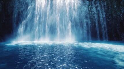 Powerful waterfall plunging into a pool