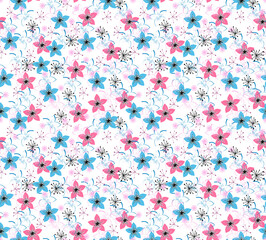Starburst Pink and Blue Seamless Repeat