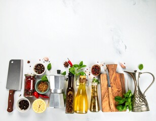 still life with vegetables and olive oil