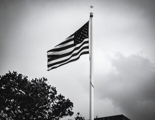united states flag against blue sky