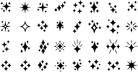 Fototapeta premium Sparkle vector icons set. Shine symbol illustration. star sign collection. 