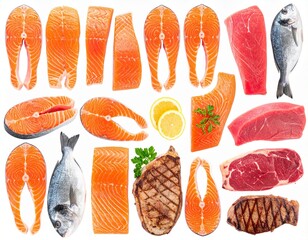 set of raw salmon