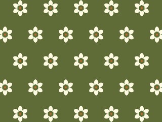 Seamless olive green and cream floral pattern, perfect for nature-inspired designs.