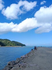 Tropical beach and blue sea with clear sky in java 
