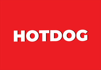 HOTDOG Bold Typography on Red Background – Editable Fast Food Vector