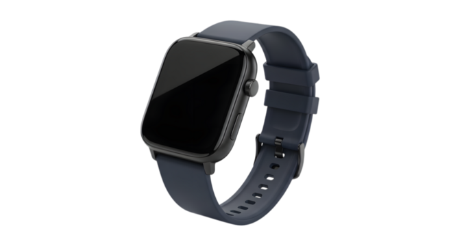 Smartwatch isolated on transparent background, a modern wearable technology device