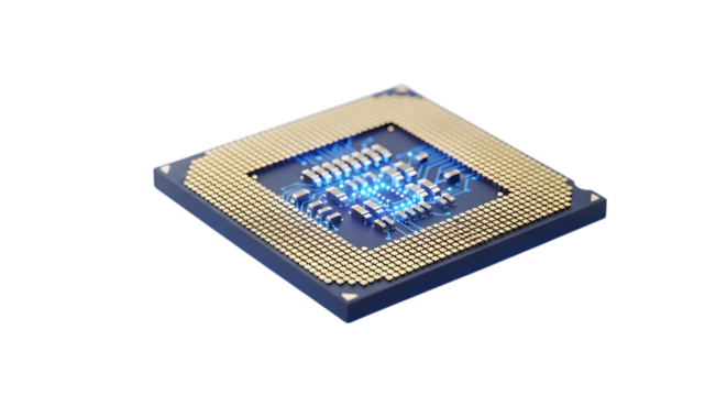 Computer processor isolated on transparent background, a vital component