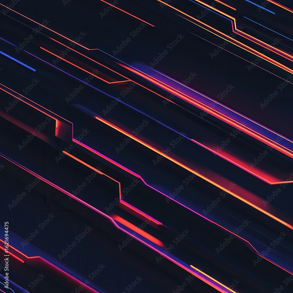 Aufkleber futuristic digital tech background with glowing neon lights, data circuits. modern ai concept for in