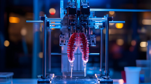 3 d printing red objects close up