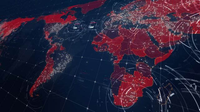 Highly detailed futuristic world map