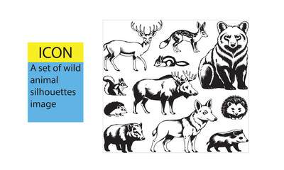 A set of wild animals silhouettes image