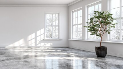 Empty room, sunlight, modern style