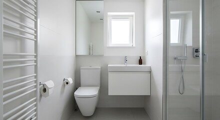 Obraz premium modern bathroom with white tiles