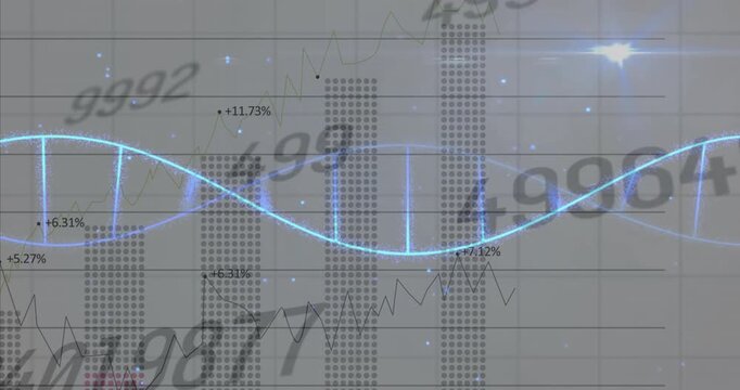 Glowing blue waveform appearing sweeping right over dotted chart sparkling highlighting growth