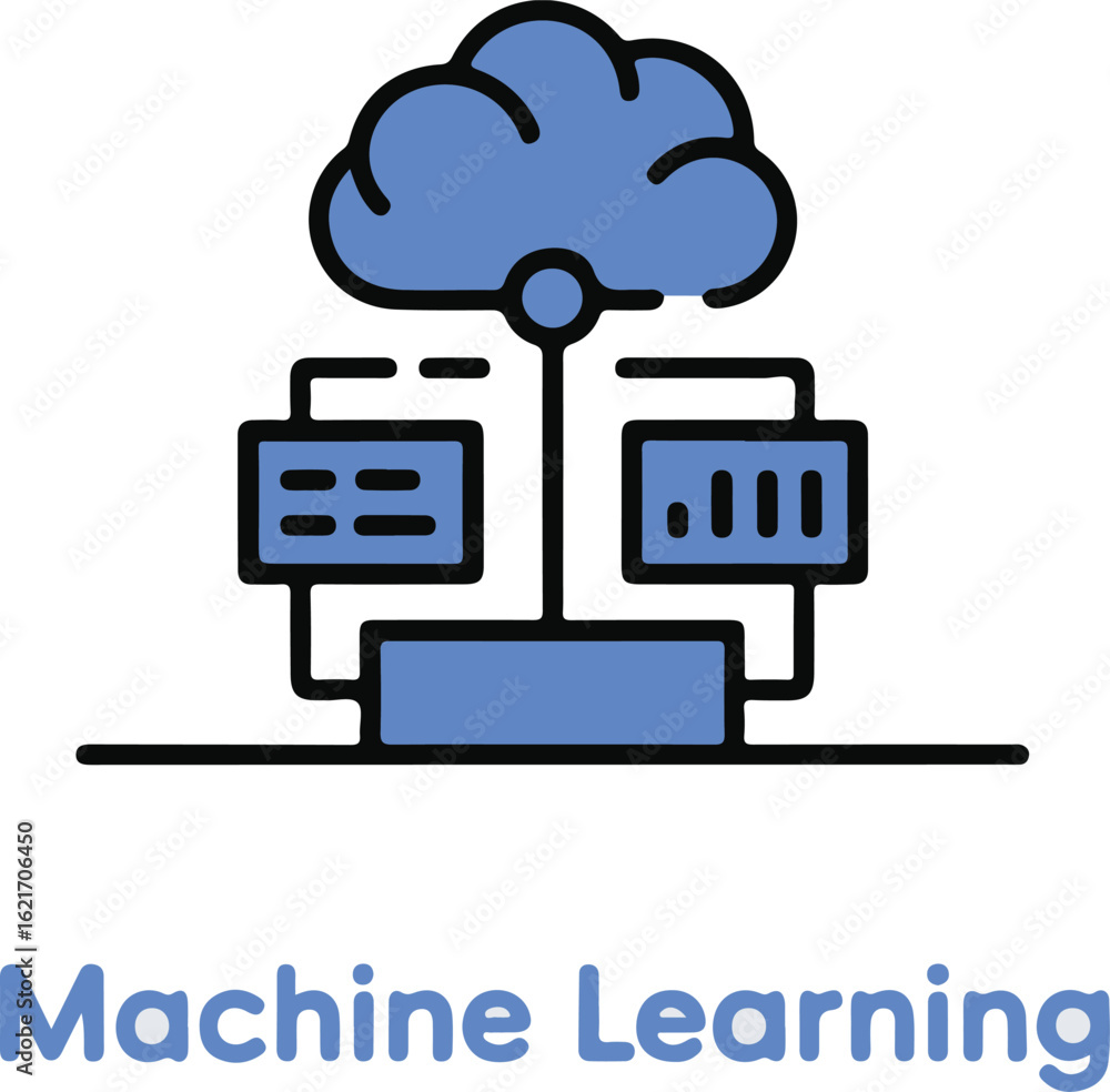 Poster abstract illustration of machine learning and data processing