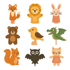 Felt puppet shadow bird sock owl story time vector cloth squirrel icon