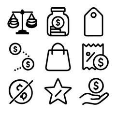Icons low shopping cost saver light vector scale star value discount icon