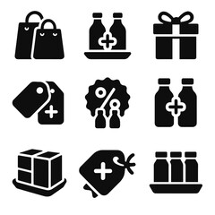 Fototapeta premium Item pair icons vector combo merged offer deal label icon double combined