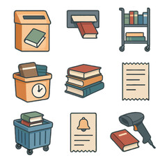 Pile reminder return bin vector slot essentials rolling receipt library icon cart