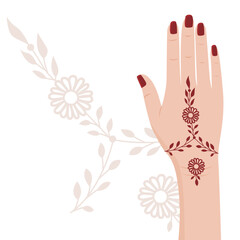 Vector illustration of henna. Beautiful art from Asia culture for wedding ceremony