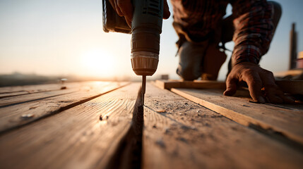 Carpentry Wood Planks on Workbench