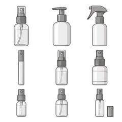 Vector cosmetic icon vertical fine tube spray mist bottle matte atomizer