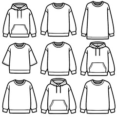 Fototapeta premium Collection casual oversized icon lounge relaxed sweatshirt fit hoodie style vector