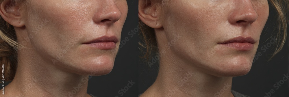 Aufkleber digital 3d render showcasing jawline enhancement results in detailed before and after sculpted model