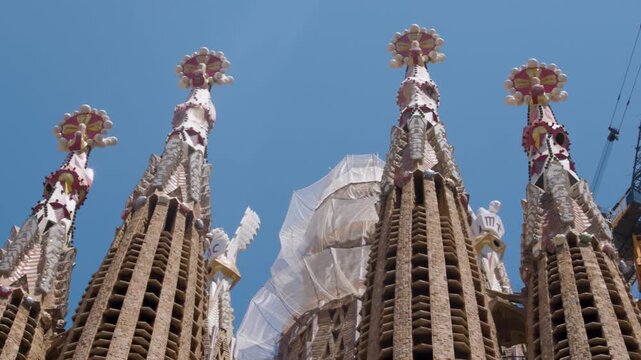 Towers Sagrada Familia Basilica Under Construction Barcelona Spain