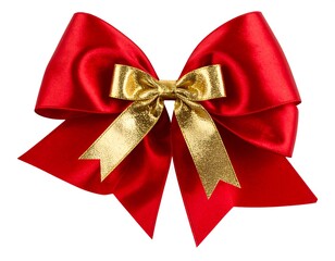 Fototapeta premium Red satin bow with gold accents