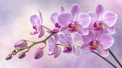 Obraz premium Delicate Pink Orchid Blossoms with Buds, Serene Beauty