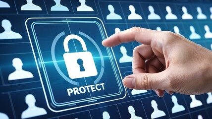 Safeguarding user data with advanced digital protection and privacy measures using a modern security system with a digital lock interface