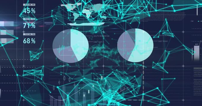 Upon loading data visualization UI animating charts and labels shifting, representing live metrics