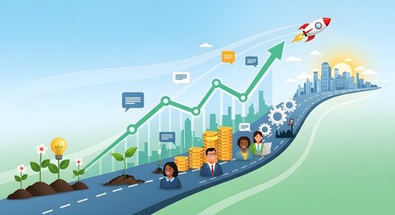 business graph with arrow