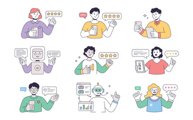 People interacting with AI and giving feedback artificial intelligence