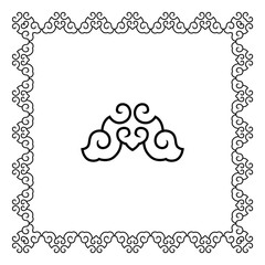 Ornate abstract scroll pattern gracefully frames a central cloud motif on a white canvas.