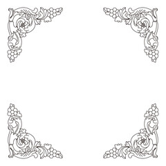 Classic baroque style ornate corner elements with floral details form an elegant frame.