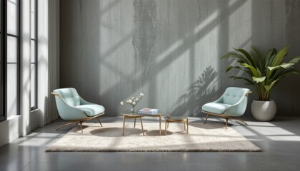 Modern Interior with Armchairs and Sunlight