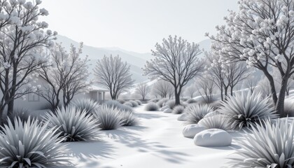 Winter Landscape with Snow Covered Trees