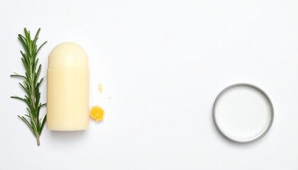 Natural deodorant stick with fresh rosemary and beeswax for healthy skin, clean beauty