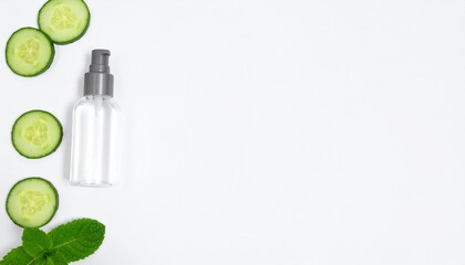 Refreshing cucumber and mint infused skincare serum bottle with cooling hydration for healthy skin