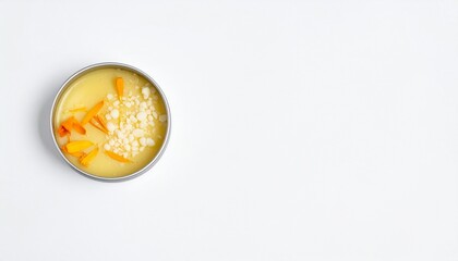 Natural balm with calendula petals and beeswax in a tin, perfect for skincare and beauty.