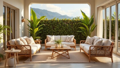 Outdoor Living Room with Mountain View