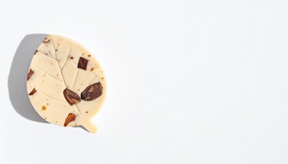 Indulge in artisanal white chocolate leaf with crunchy almonds and cocoa nibs