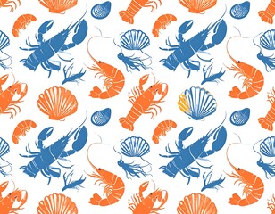 Seamless seafood pattern