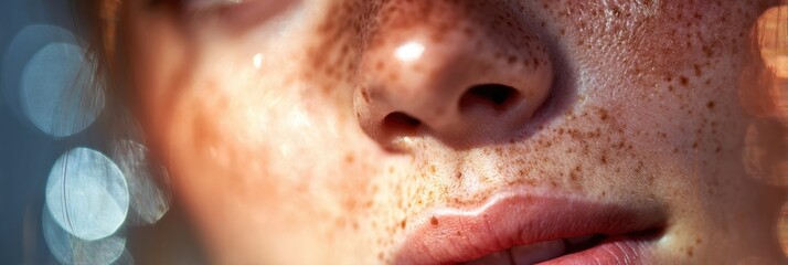 Dewy Skin Radiates Under Sunlight With a Soft Bokeh Effect Highlighting Natural Beauty and Texture