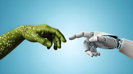 Nature and technology unite in a modern, thought-provoking concept, symbolizing innovation, progress, and the future of artificial intelligence